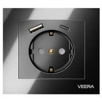 پریز ارت همراه USB و Type-C مدل کریستال مشکی